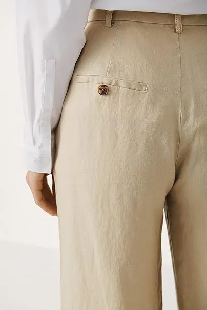 PART TWO NINNES WHITE PEPPER LINEN TROUSERS