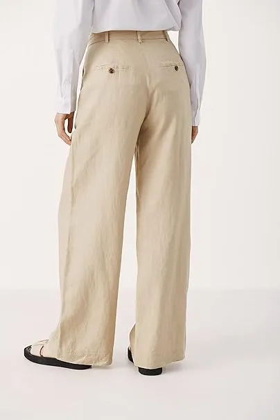 PART TWO NINNES WHITE PEPPER LINEN TROUSERS