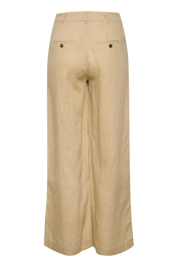 PART TWO NINNES WHITE PEPPER LINEN TROUSERS