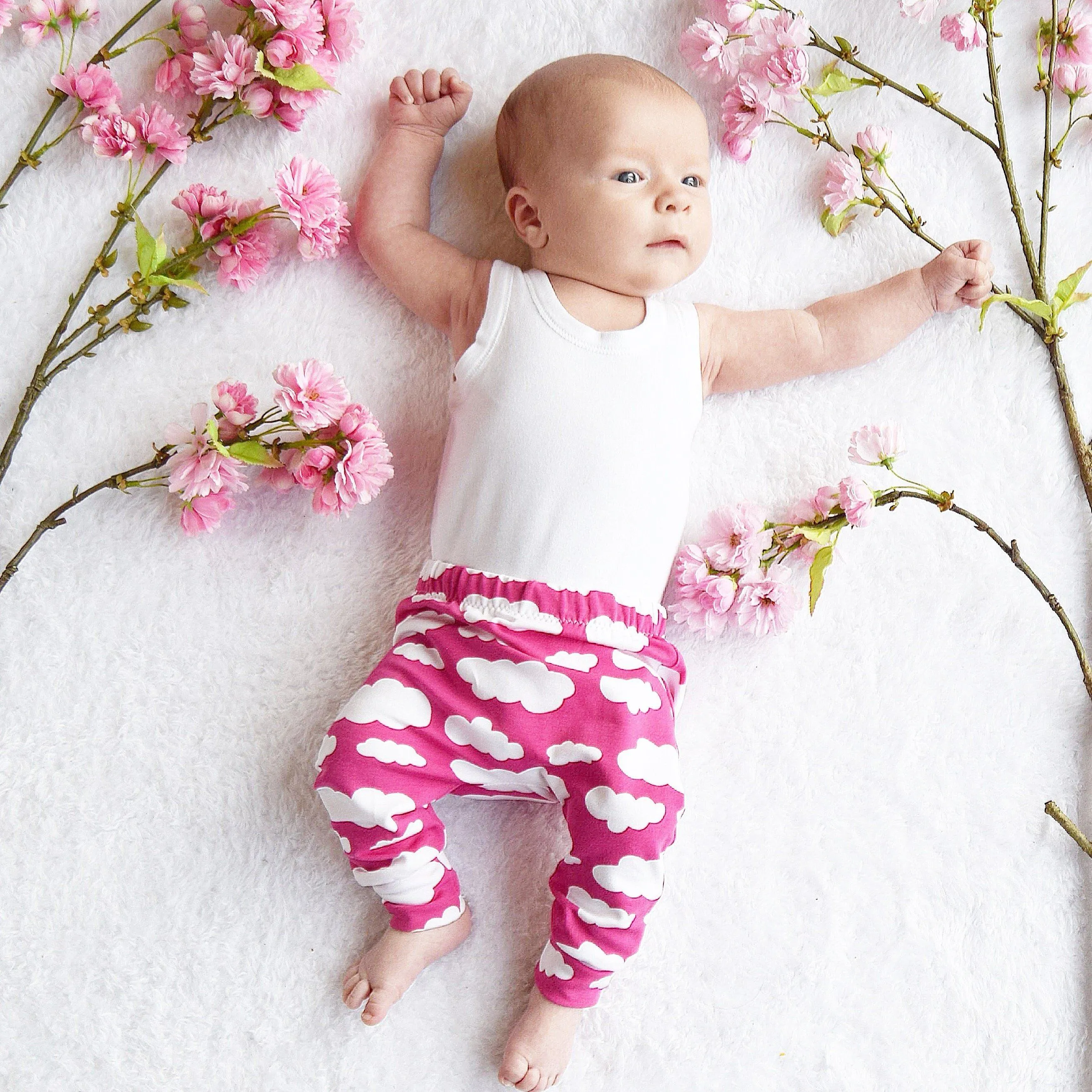 Pink Cloud Print Baby Leggings, Fred & Noah