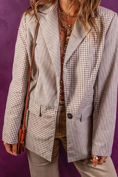 Plaid Lapel Collar  Blazer