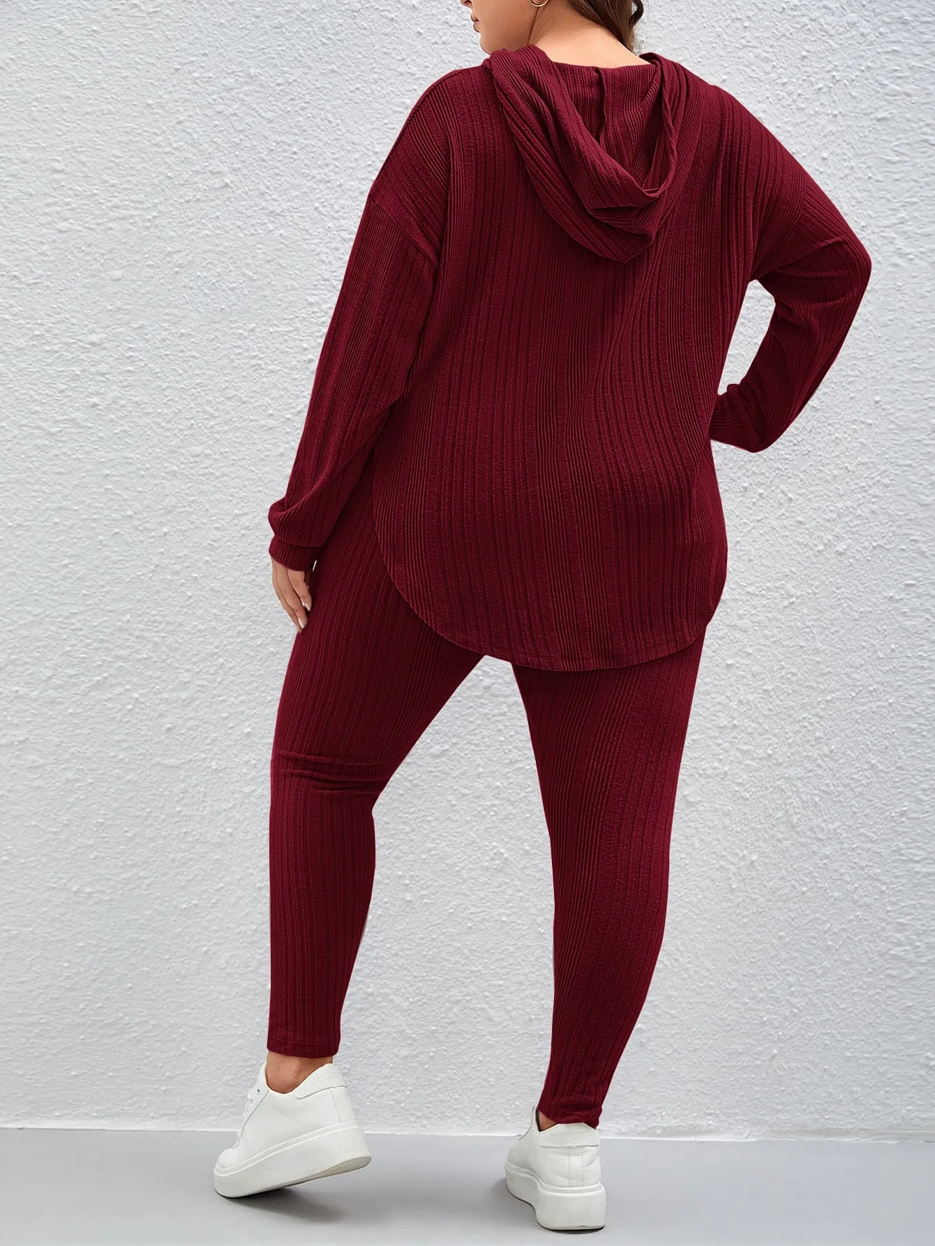 Plus Hooded Drop Shoulder Sweatshirt Leggings