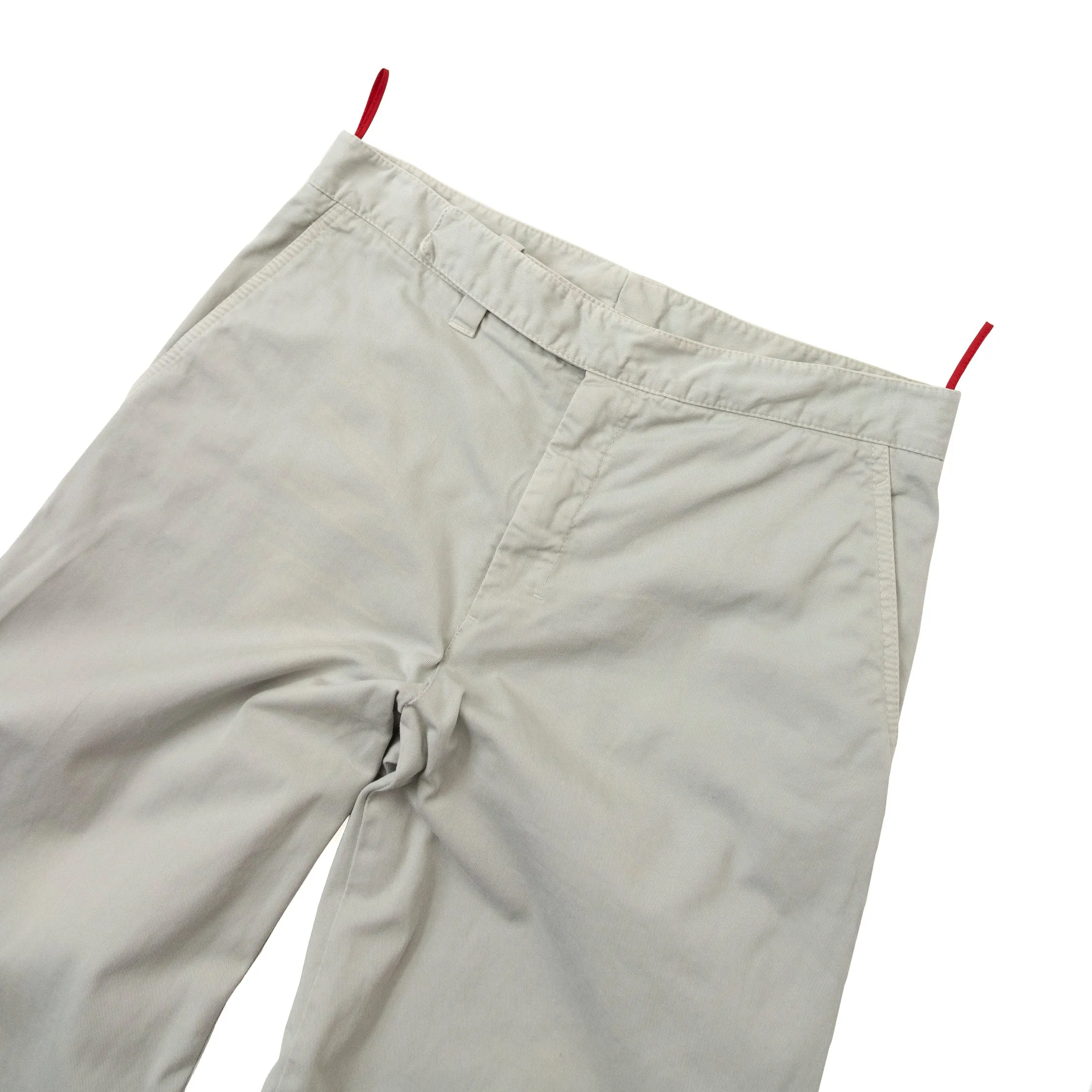 Prada Back Pocket Detail Cotton Trousers Light Grey