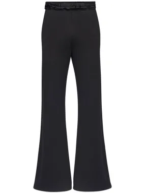 RUFFLED-WAIST FLARED TROUSERS