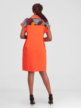 Safari Lira Drop Shoulder Dress - Orange