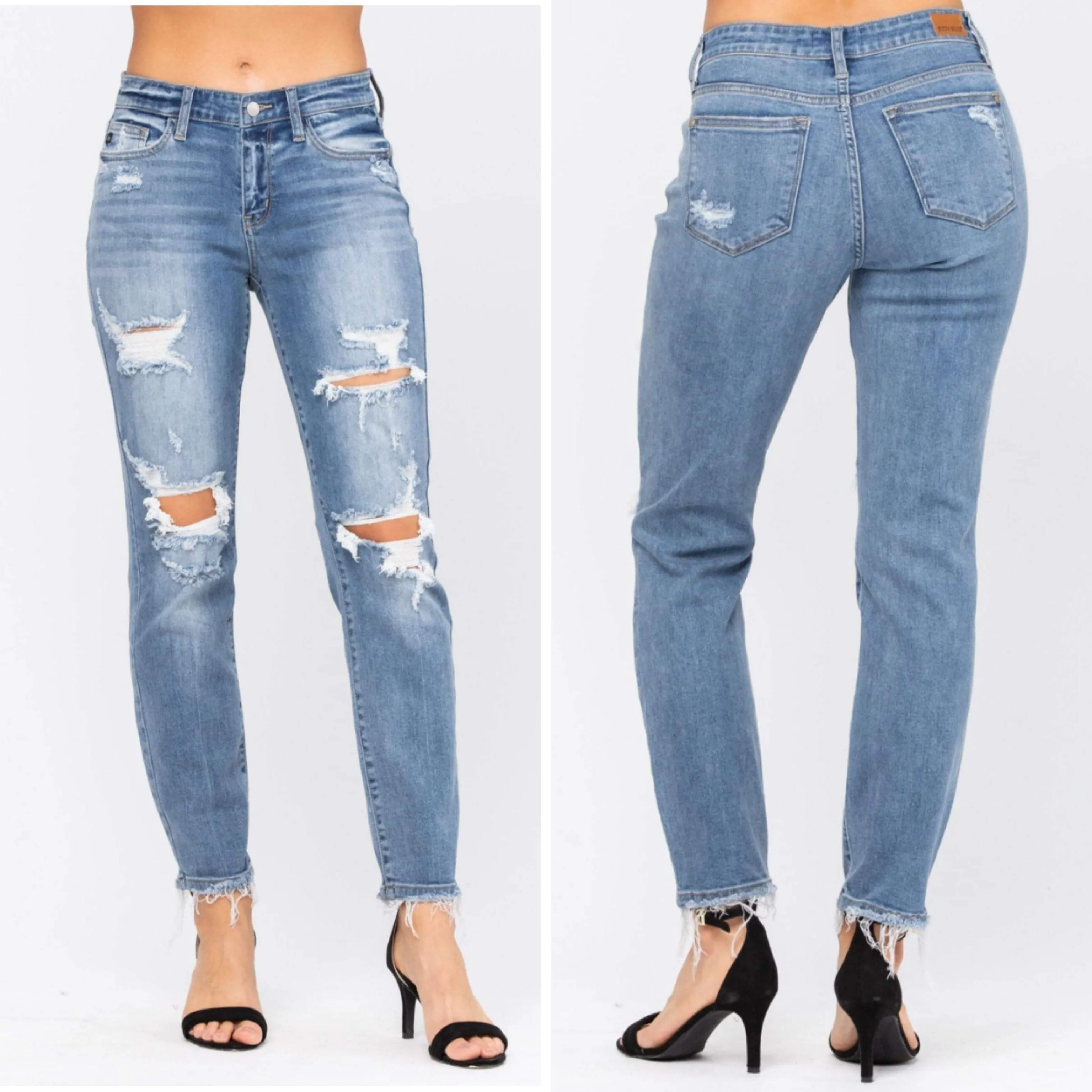 Sarah Judy Blue Distressed Boyfriend Jeans