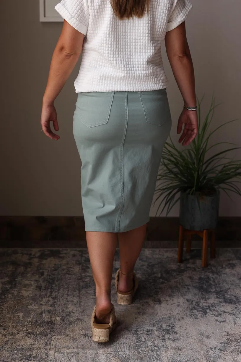 Sienna Sage Denim Midi Skirt