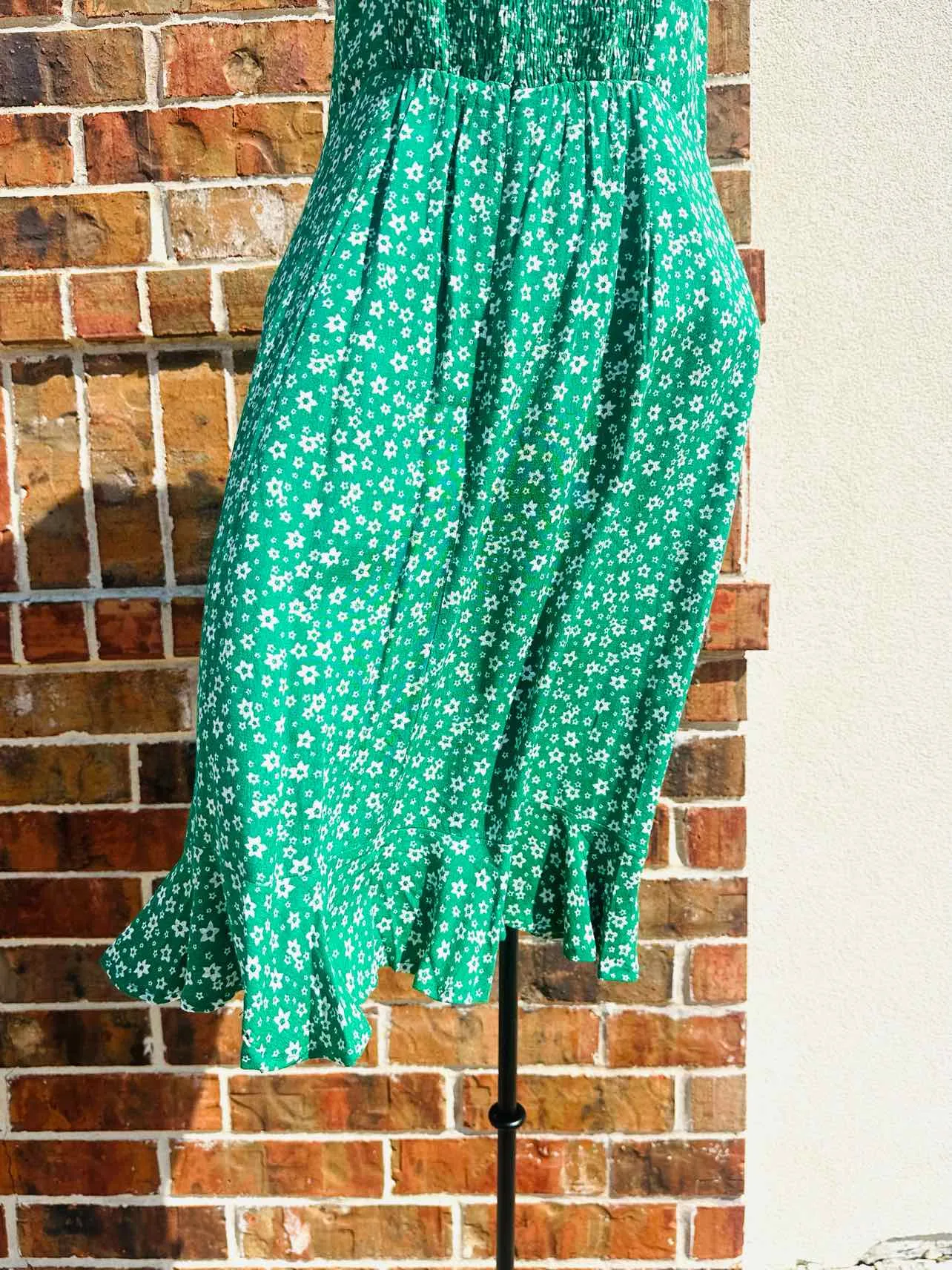 Size L Green/White Floral Dresses Dress