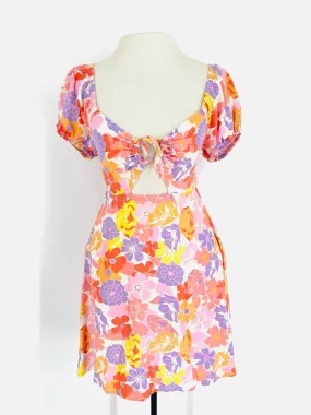 SO Size XS Wh/Pk/Pu Floral Keyhole Dresses Dress