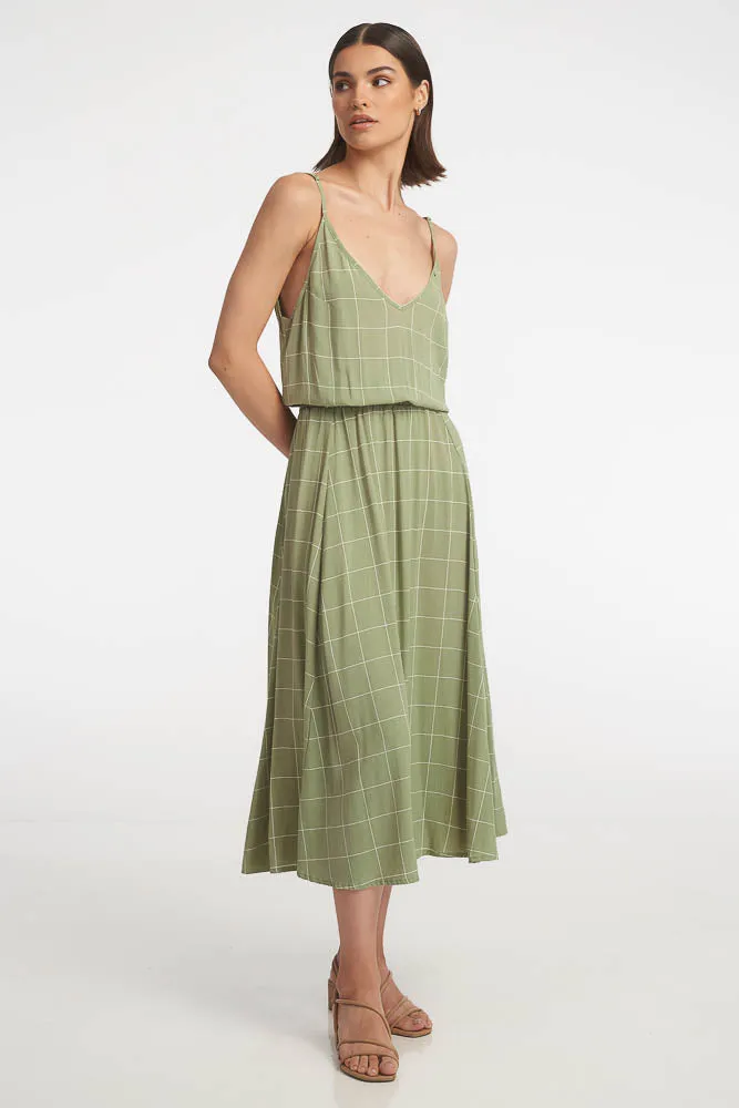 Sophia Midi Dress / Moss Tiles