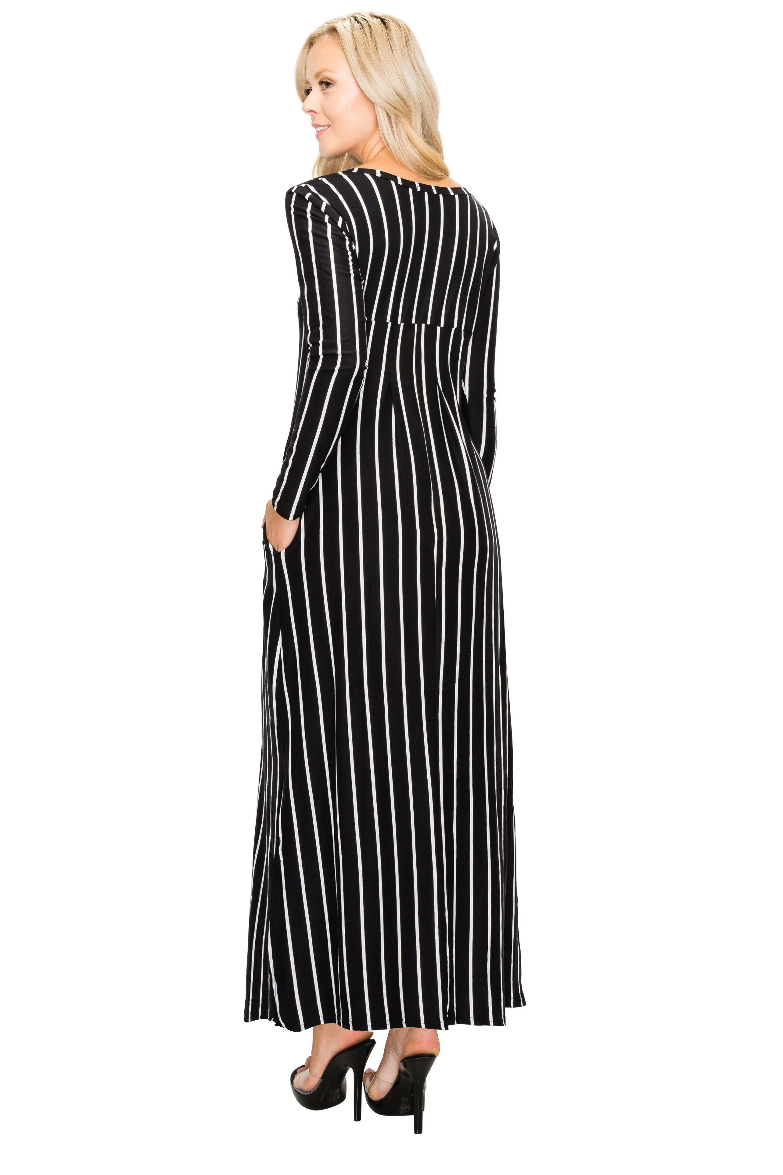 Split Maxi Dress - Long Sleeve - Pockets