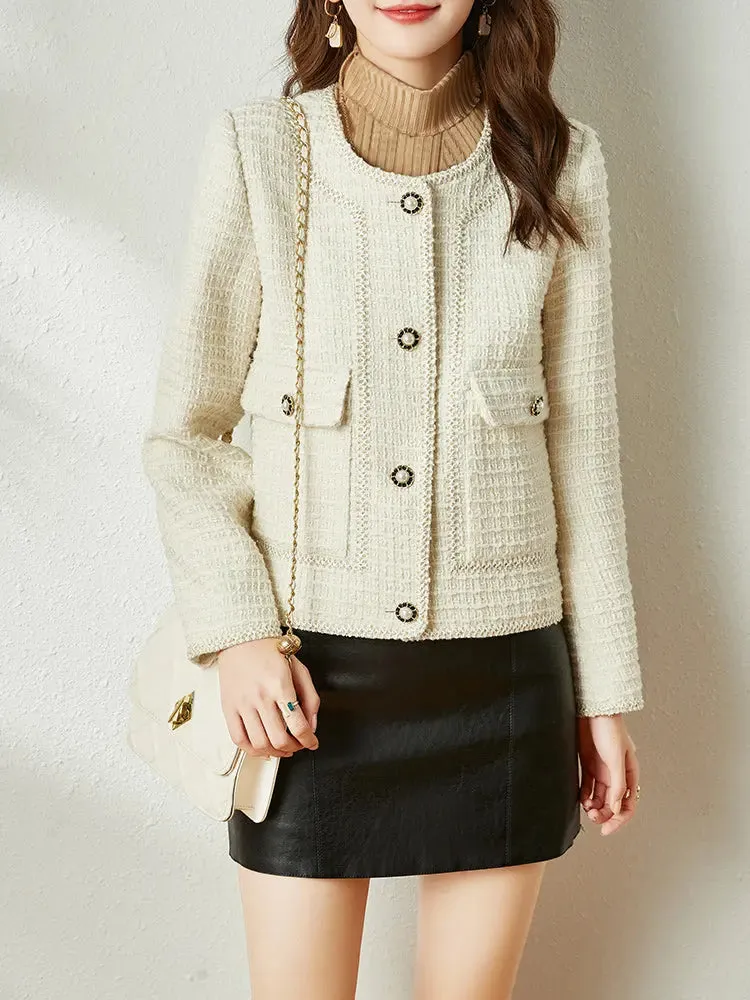 Spring Light Tweed Blazer Jacket