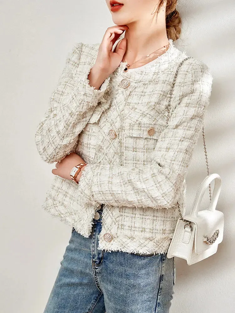 Spring Light Tweed Blazer Jacket