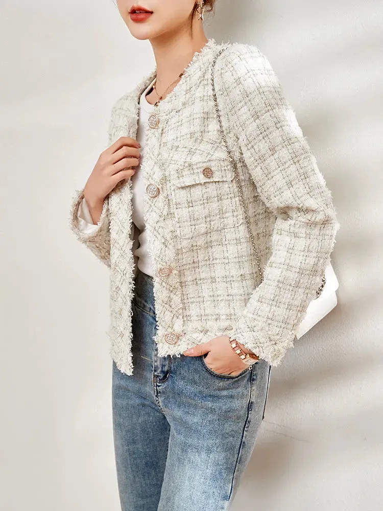 Spring Light Tweed Blazer Jacket