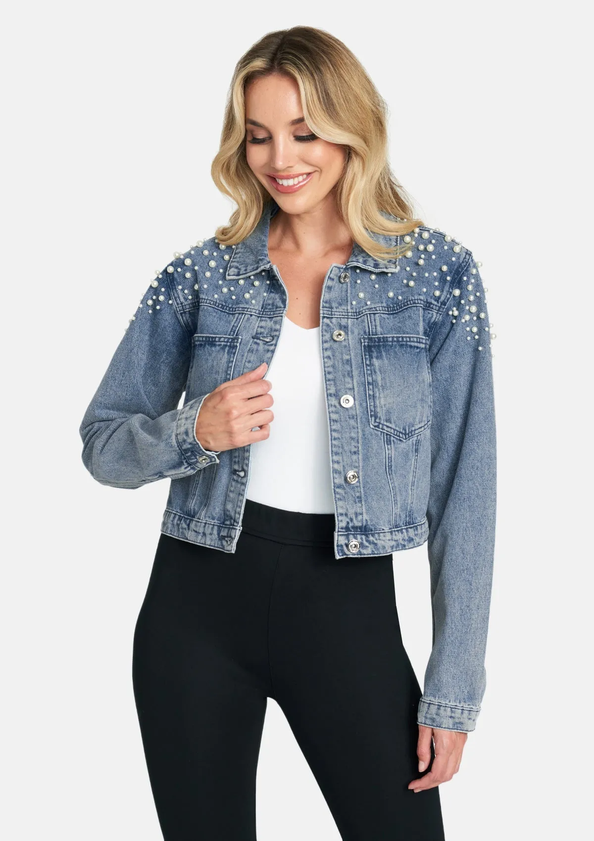 Tall Ava Embellished Denim Jacket