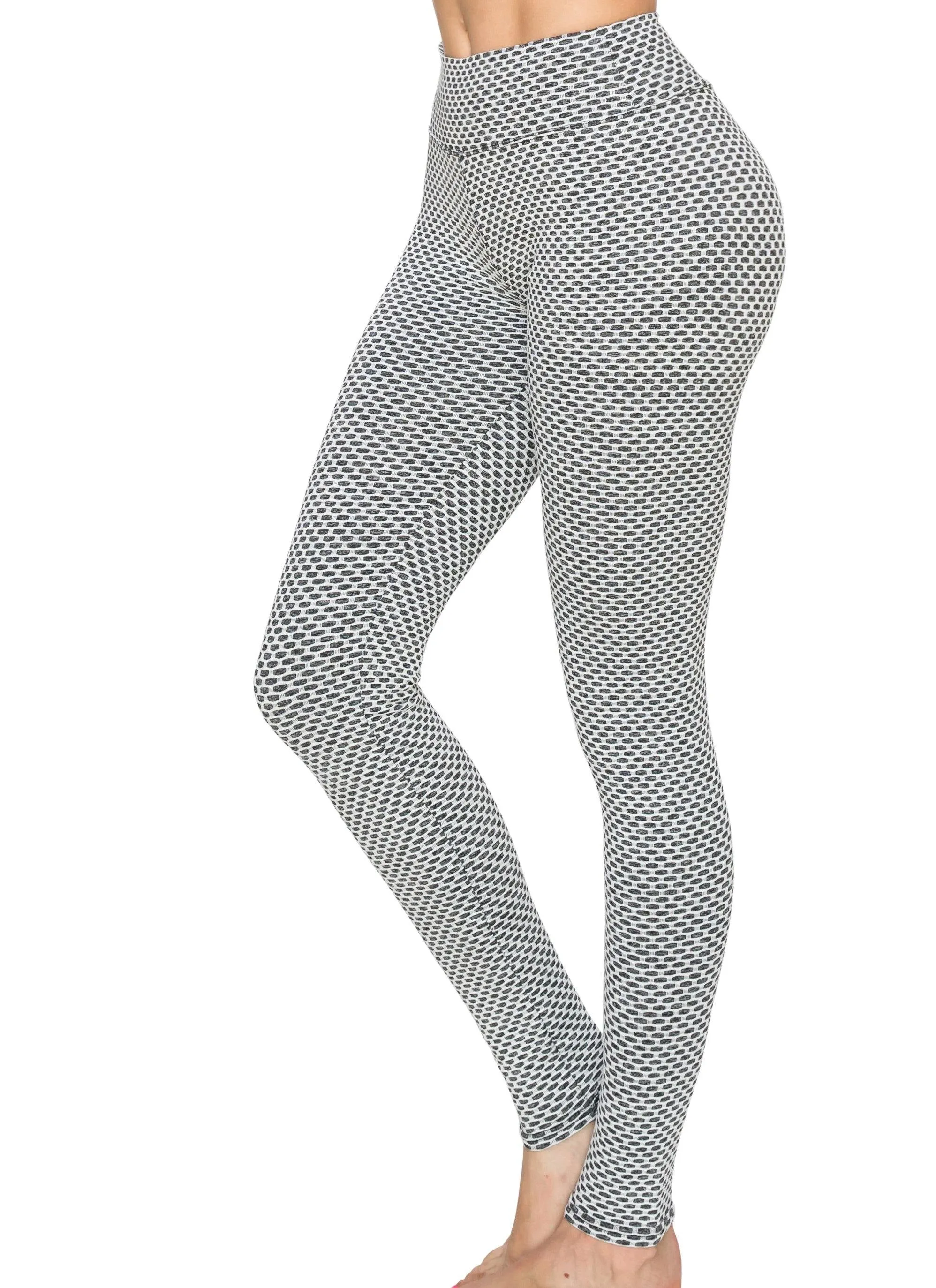 Textured 3D Booty Yoga Pants - High Waist Compression Butt Lift Checkered Pants