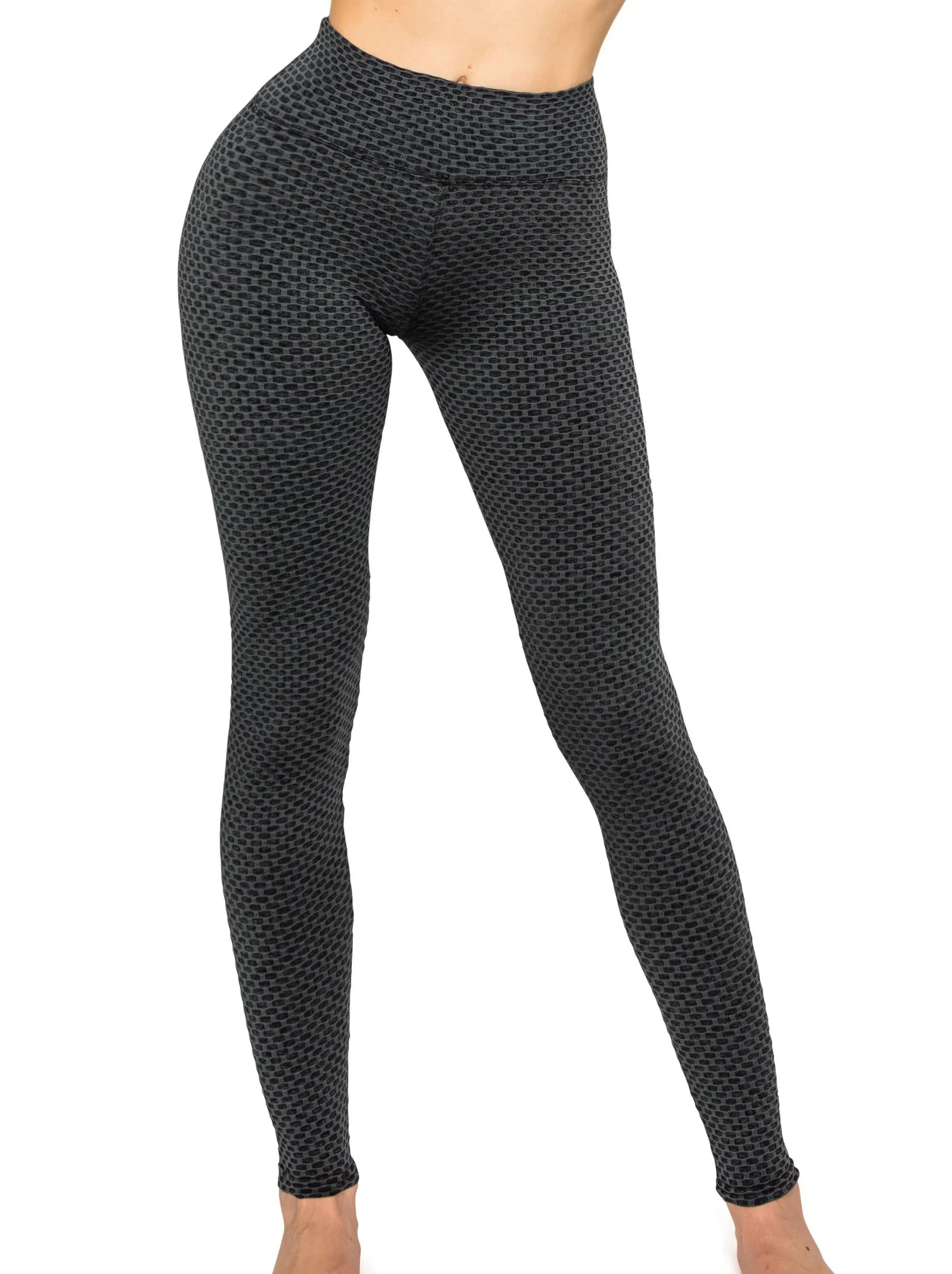 Textured 3D Booty Yoga Pants - High Waist Compression Butt Lift Checkered Pants