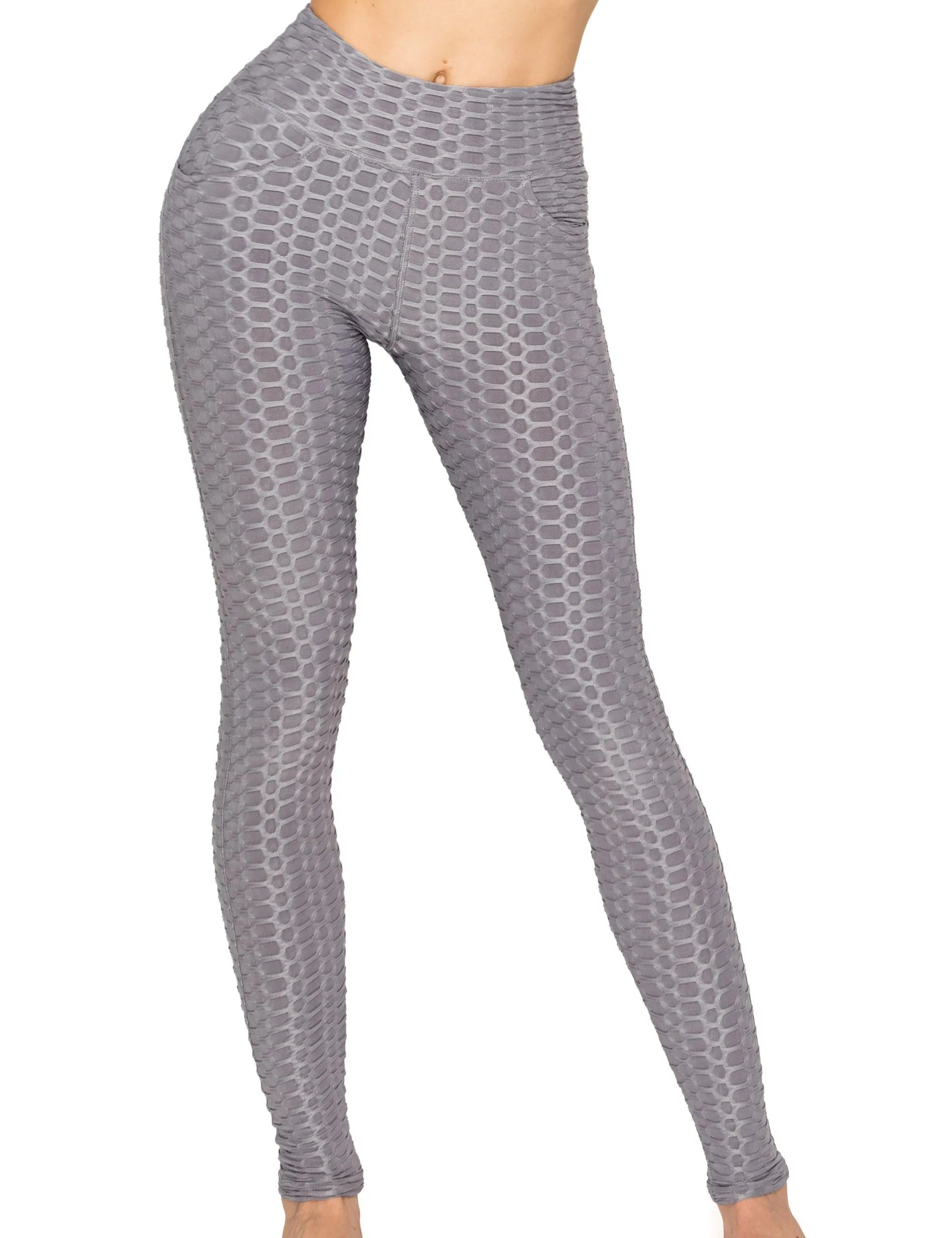 Textured 3D Booty Yoga Pants - High Waist Compression Slimming Butt Lift Solid Leggings