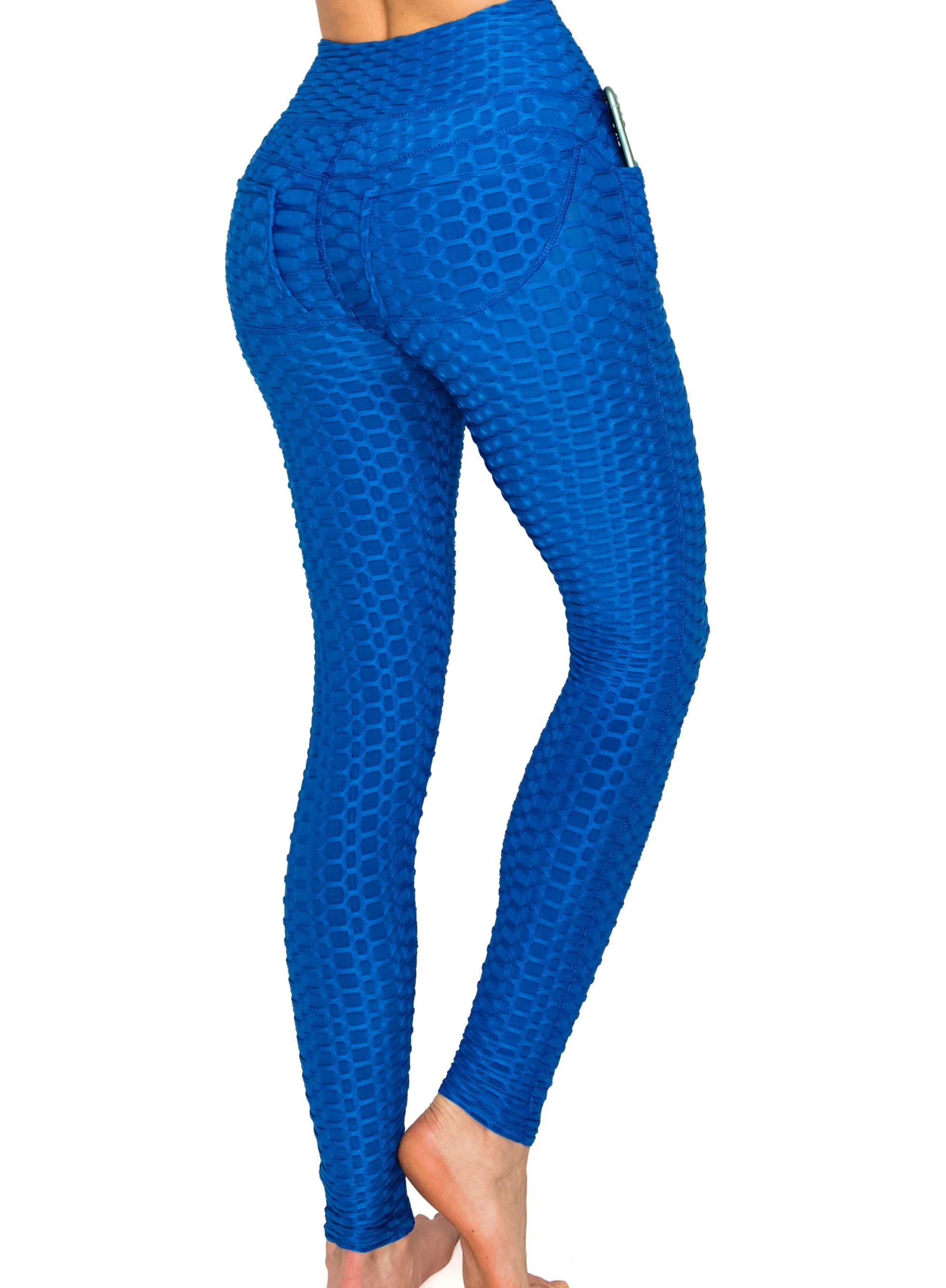 Textured 3D Booty Yoga Pants - High Waist Compression Slimming Butt Lift Solid Leggings