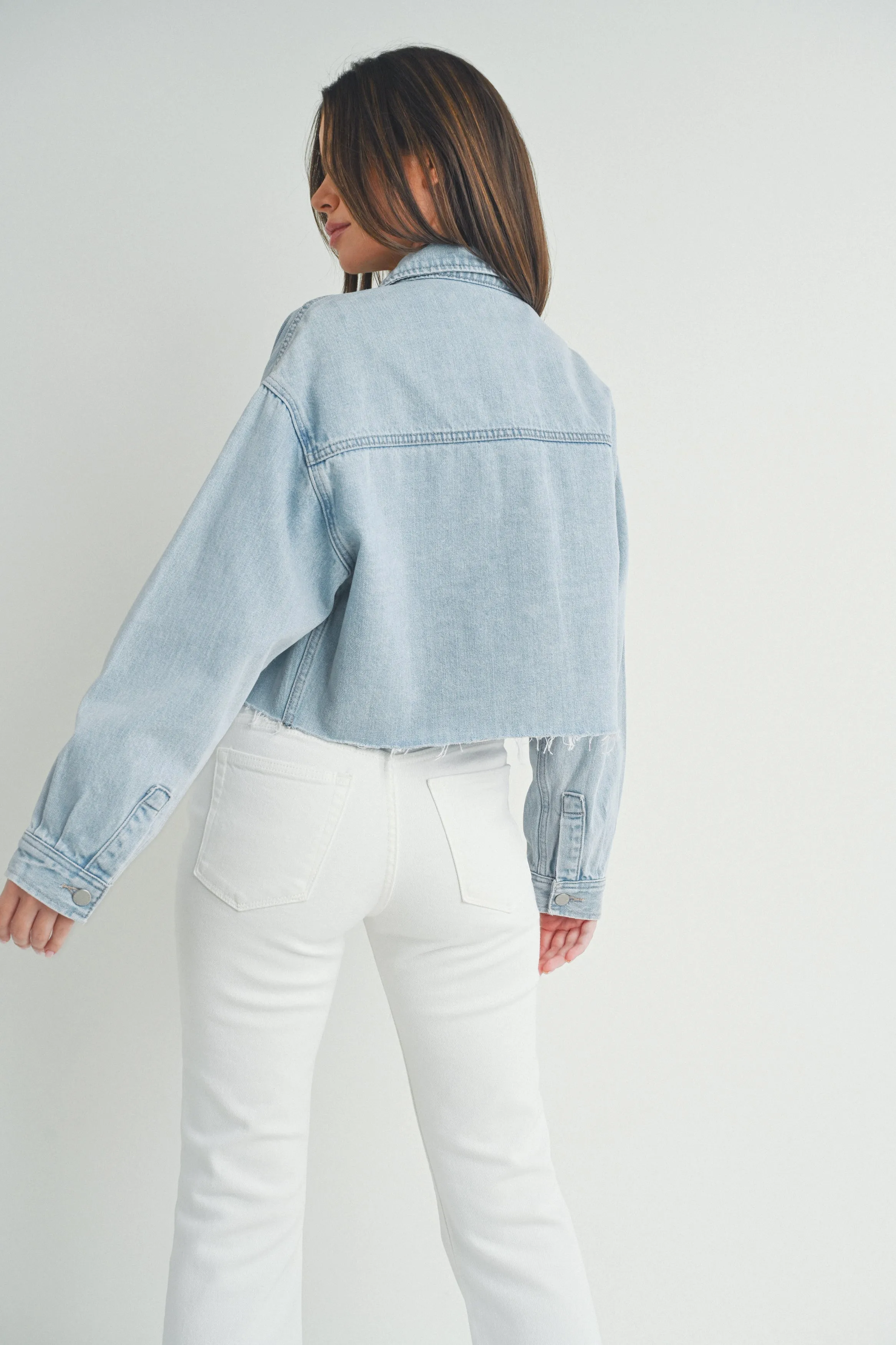 The Emmy Cropped Cargo Denim Jacket