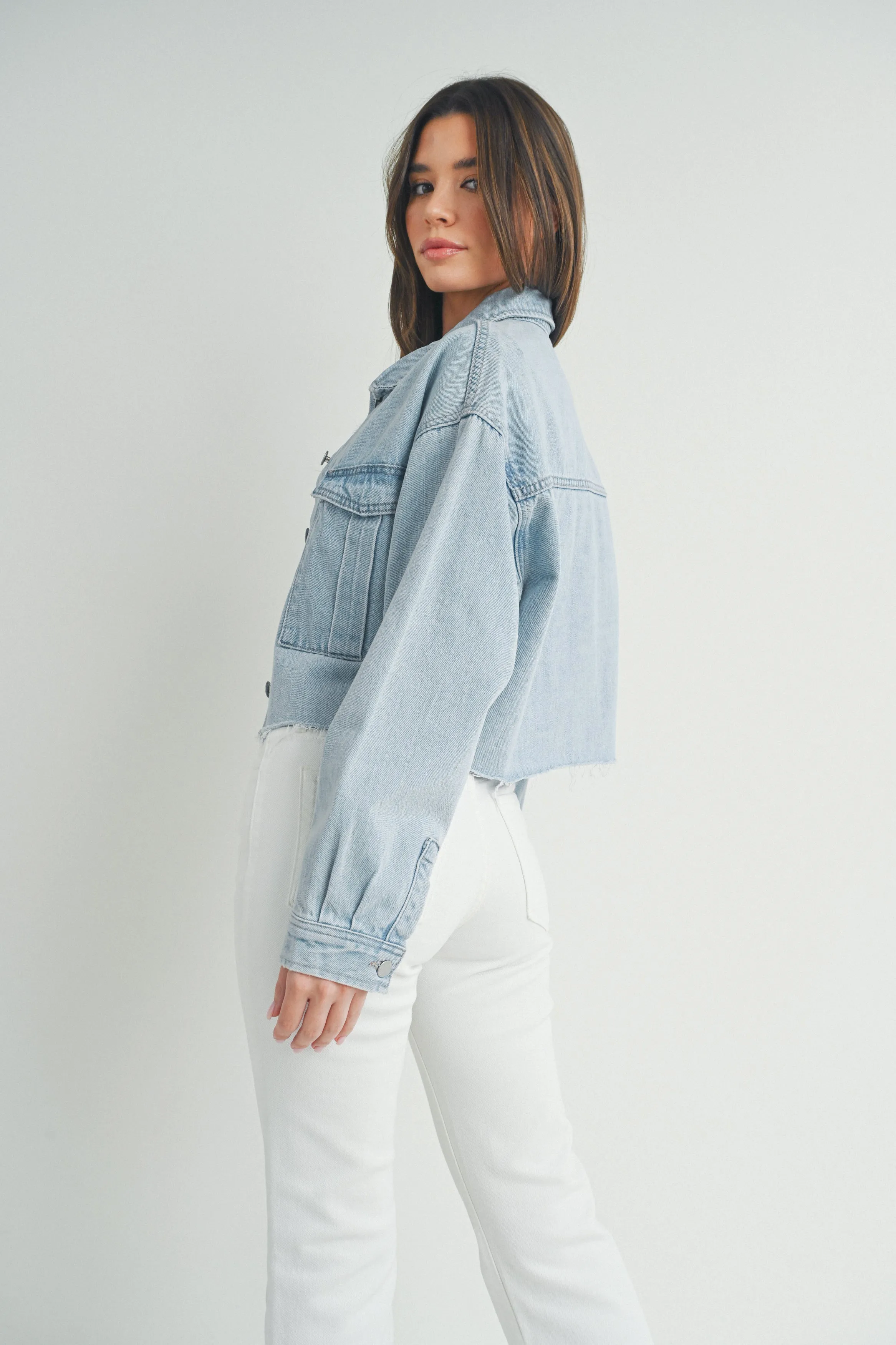 The Emmy Cropped Cargo Denim Jacket