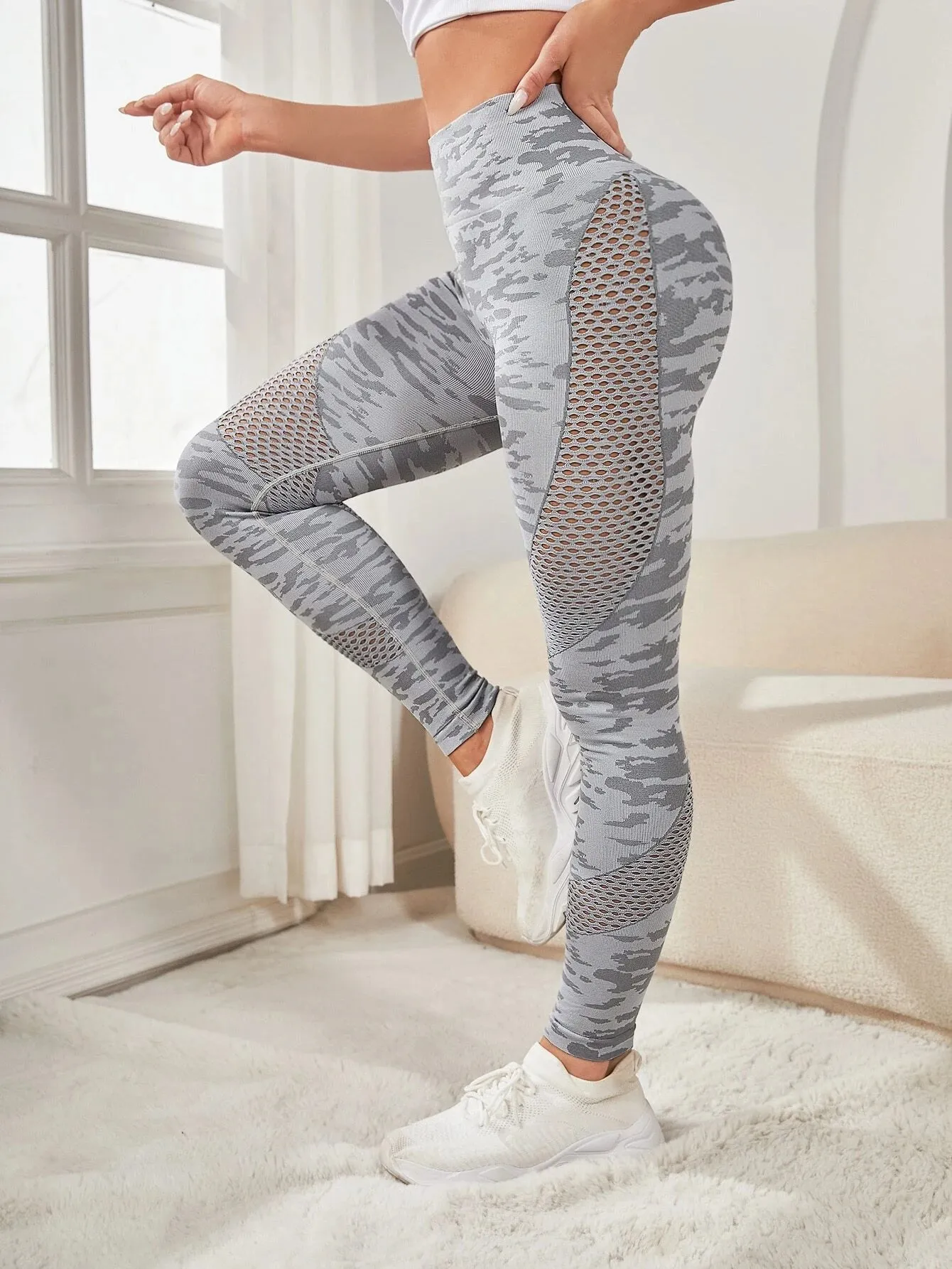 Tori Camo Print Hollow Out Leggings