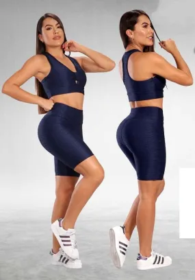 Two Piece Blue Short Leggings set