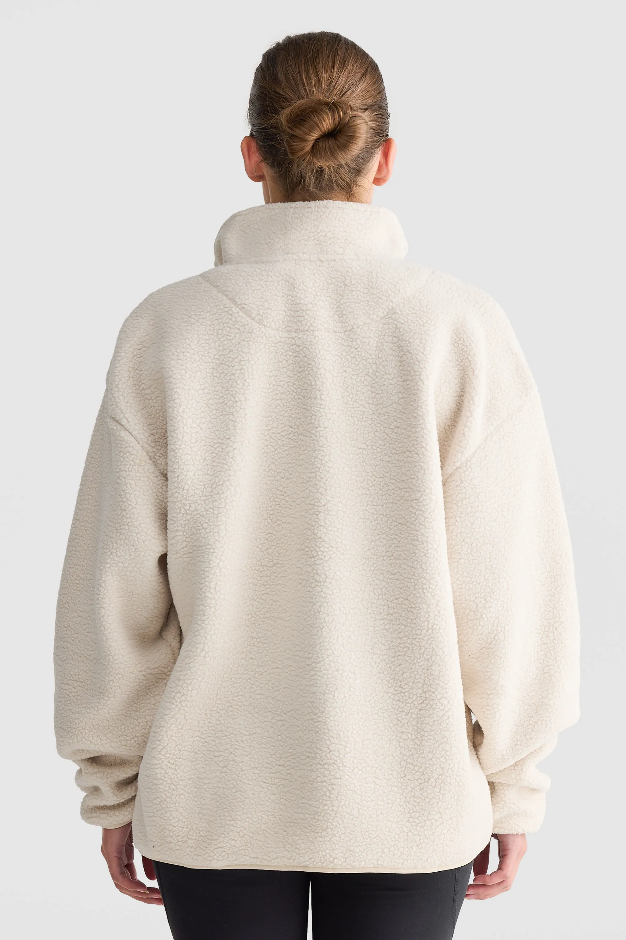 Unisex Sherpa Fleece Quarter Zip Natural