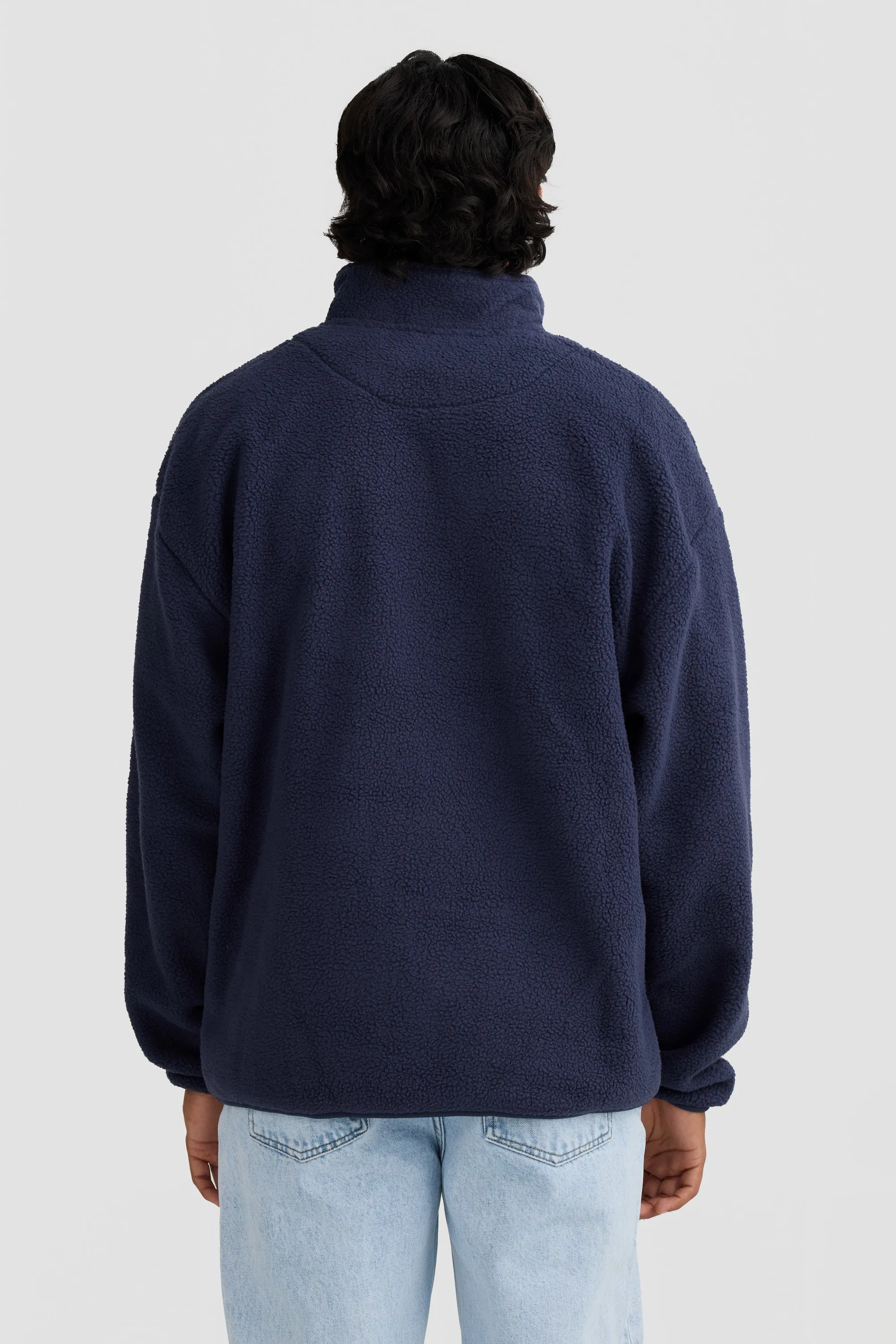 Unisex Sherpa Fleece Quarter Zip Navy