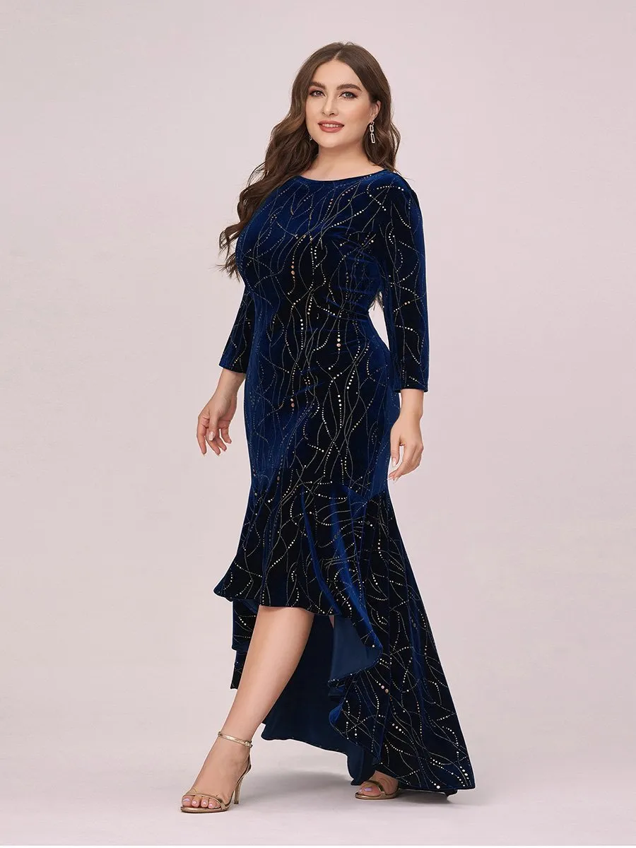 Women's Stylish Bodycon High-Low Wholesale Velvet Party Dress