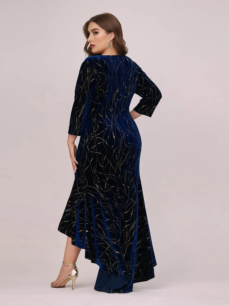 Women's Stylish Bodycon High-Low Wholesale Velvet Party Dress