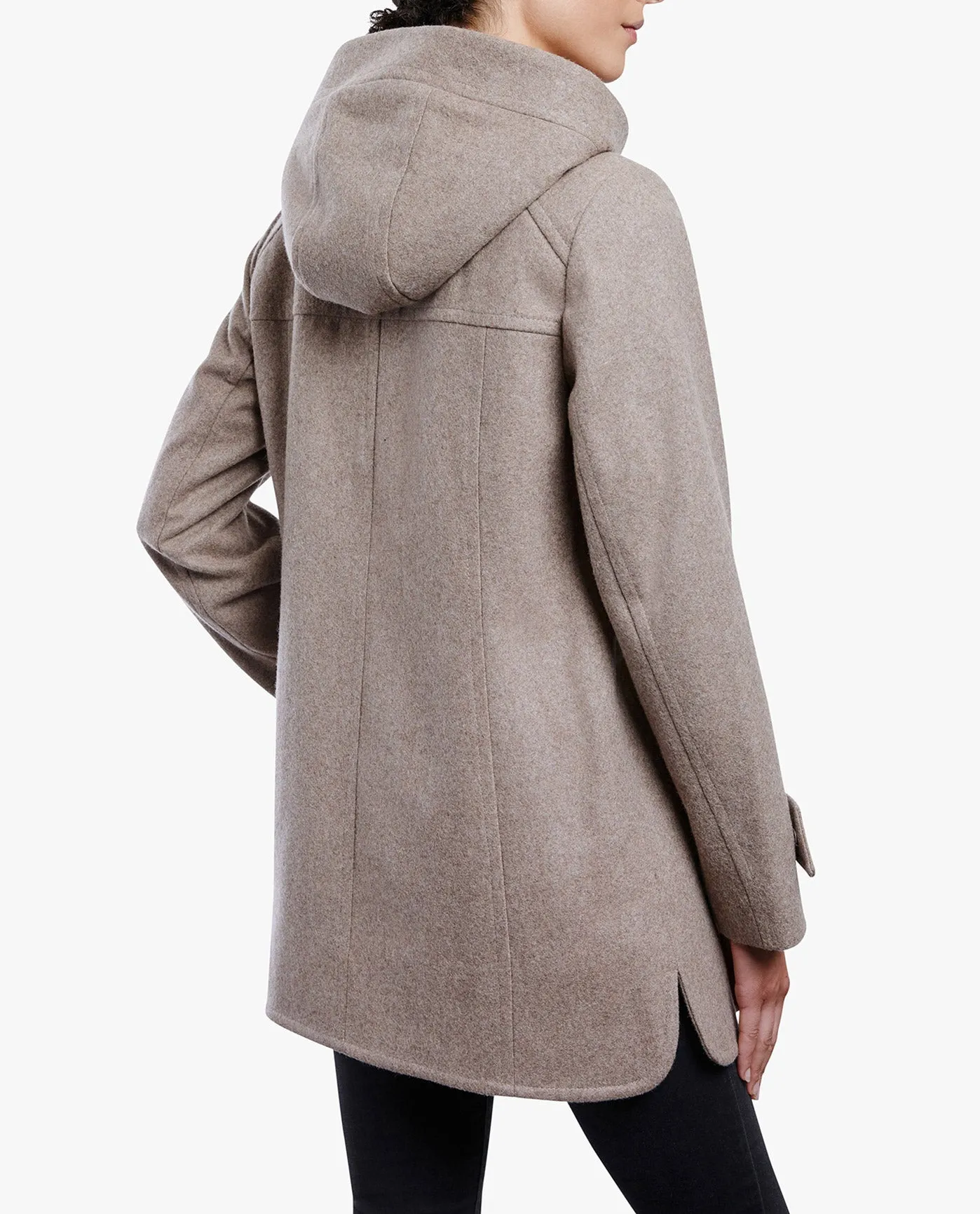 ZIP-FRONT SHERPA LINED HOOD WOOL JACKET